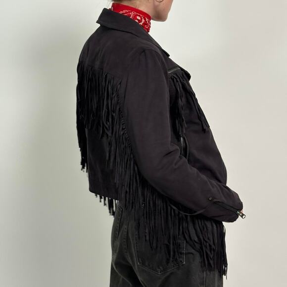 Black Faux Suede Fridge Jacket - Topshop Size 4 - Picture 5 of 8